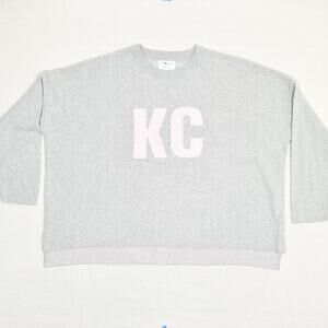 Town Pride Women's Pullover Sweater KC Crew Neck Cotton Blend Gray Size 2XL